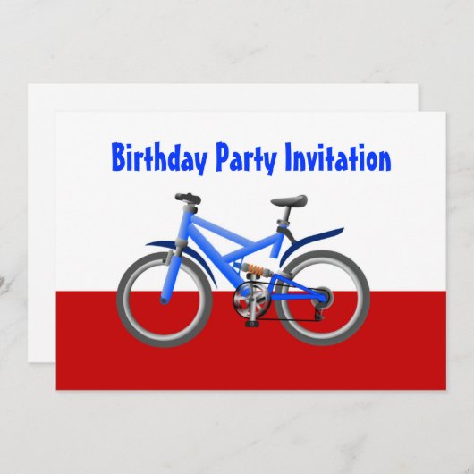 Invitation à la fête d'anniversaire avec vélo (Devant / Derrière)