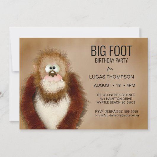 Invitation à la fête d'anniversaire Big Foot (Devant)