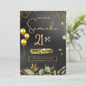 Invitation à la fête d'anniversaire Black and Gold (Debout devant)