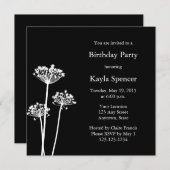 Invitation à la fête d'anniversaire Black & White (Devant / Derrière)