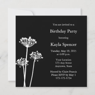 Invitation à la fête d'anniversaire Black & White