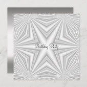 Invitation à la fête d'anniversaire blanche (Devant / Derrière)