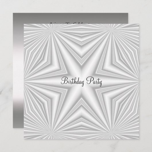 Invitation à la fête d'anniversaire blanche (Devant / Derrière)