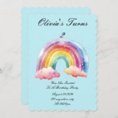 invitation à la fête d'anniversaire bleu bébé (Devant / Derrière)