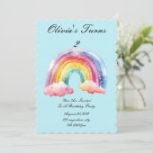 invitation à la fête d'anniversaire bleu bébé (Debout devant)