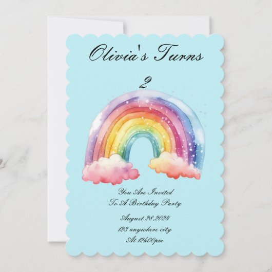 invitation à la fête d'anniversaire bleu bébé (Devant)