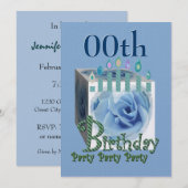 Invitation à la fête d'anniversaire - BLUE (Devant / Derrière)