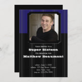 Invitation à la fête d'anniversaire Blue and Black (Devant / Derrière)