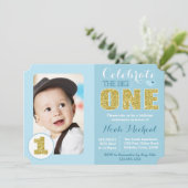 Invitation à la fête d'anniversaire Blue and Gold (Debout devant)