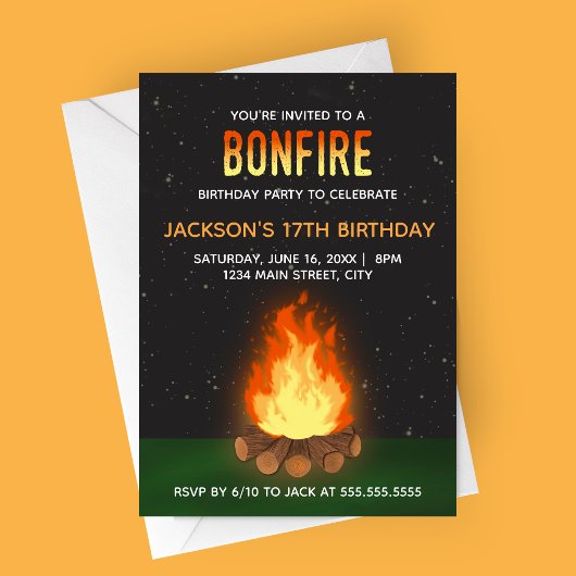 Invitation à la fête d'anniversaire Bonfire