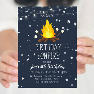 Invitation à la fête d'anniversaire Bonfire