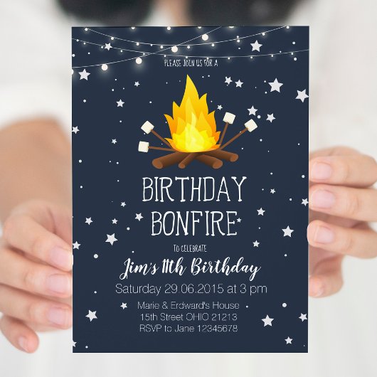 Invitation à la fête d'anniversaire Bonfire