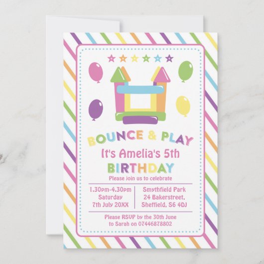 Invitation à la fête d'anniversaire Bounce house (Devant)