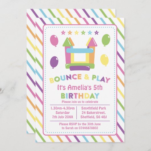 Invitation à la fête d'anniversaire Bounce house (Devant / Derrière)