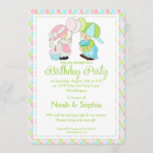 Invitation à la fête d'anniversaire Boy & Girl Twi