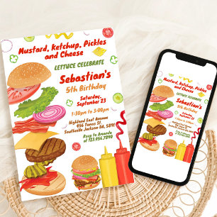 Invitation à la fête d'anniversaire Burger Snack P