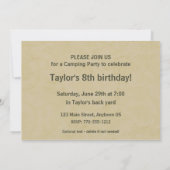 Invitation à la fête d'anniversaire Camp Out pour (Dos)