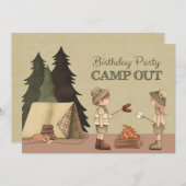Invitation à la fête d'anniversaire Camp Out pour (Devant / Derrière)