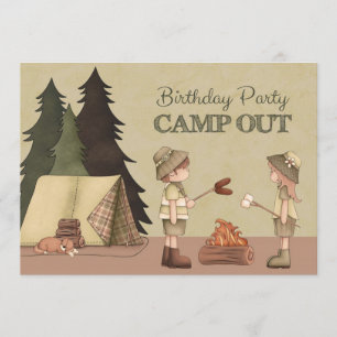 Invitation à la fête d'anniversaire Camp Out pour