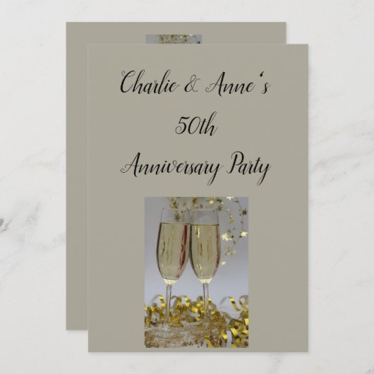 Invitation à la fête d'anniversaire Champagne & St (Devant / Derrière)