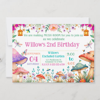 Invitation à la fête d'anniversaire Champignon du