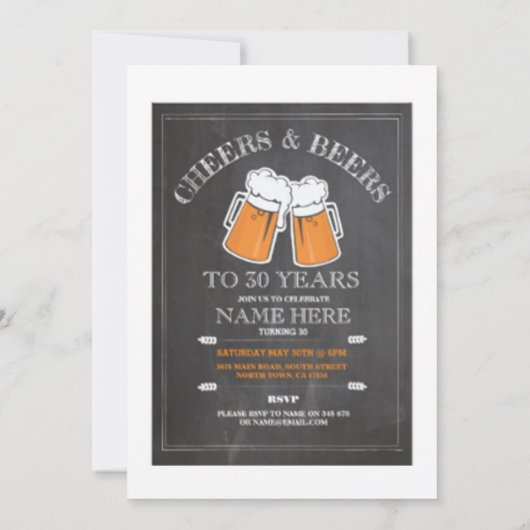 Invitation à la fête d'anniversaire Cheer and Beer (Dos)