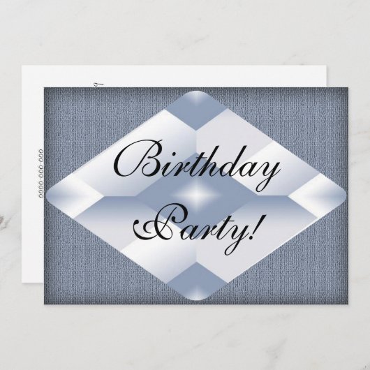 Invitation à la fête d'anniversaire Classy Diamond (Devant / Derrière)