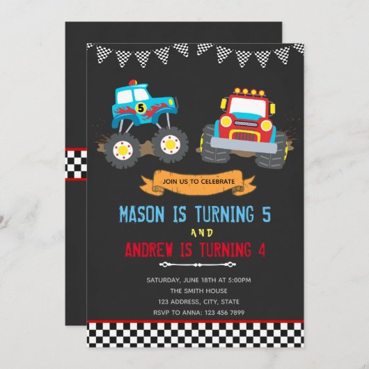 Invitation à la fête d'anniversaire conjointe de l (Devant / Derrière)