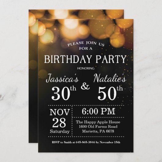 Invitation à la fête d'anniversaire conjointe des  (Devant / Derrière)