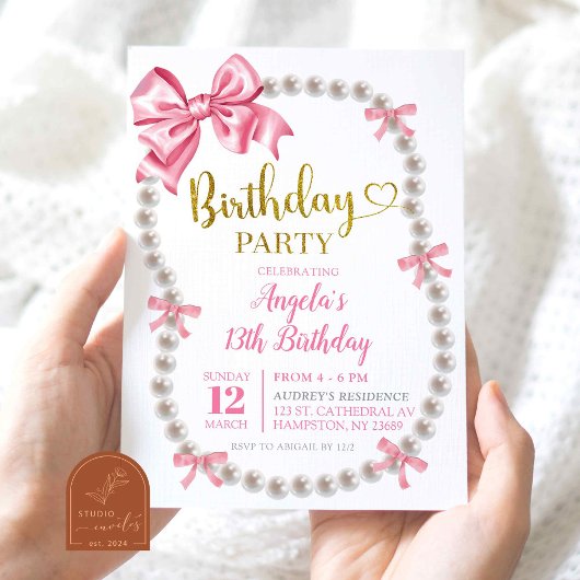 Invitation à la fête d'anniversaire Coquette Rose