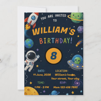 Invitation à la fête d'anniversaire Cosmos