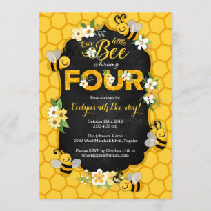 Invitation à la fête d'anniversaire d'abeilles - A