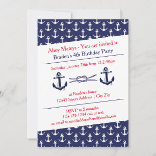 Invitation à la fête d'anniversaire d'Ahoy Anchors