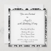 Invitation à la fête d'anniversaire Damask White (Dos)