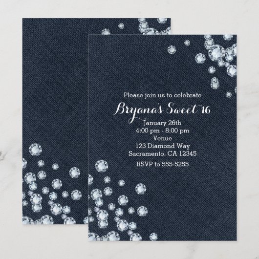 Invitation à la fête d'anniversaire Dark Denim & D (Devant / Derrière)