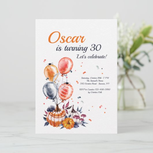 Invitation à la fête d'anniversaire d'automne (Debout devant)