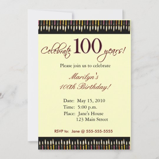 Invitation A La Fete D Anniversaire De 100 Ans Zazzle Be