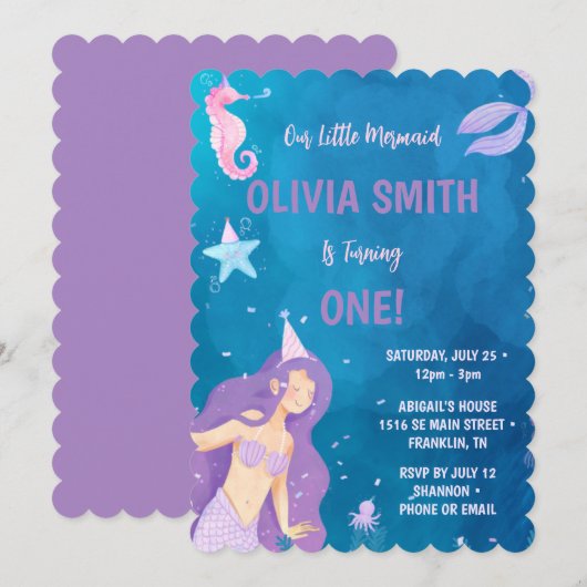 Invitation à la fête d'anniversaire de 1 an de la (Devant / Derrière)