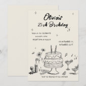 Invitation à la fête d'anniversaire de 25 ans (Devant / Derrière)