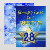 Invitation à la fête d'anniversaire de 28 ans pour (Devant / Derrière)