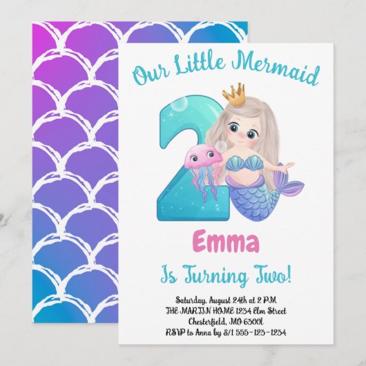 Invitation à la fête d'anniversaire de 2 ans de la (Devant / Derrière)