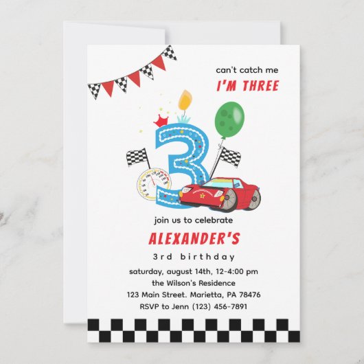 Invitation à la fête d'anniversaire de 3 ans de la (Devant)