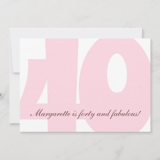 Invitation à la fête d'anniversaire de 40 ans (Devant)