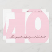 Invitation à la fête d'anniversaire de 40 ans (Devant / Derrière)