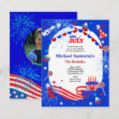 Invitation à la fête d'anniversaire de 4 juillet e (Devant / Derrière)