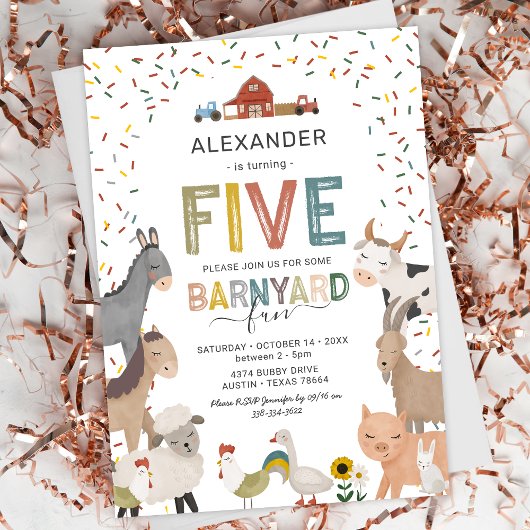 Invitation à la fête d'anniversaire de 5 ans de la