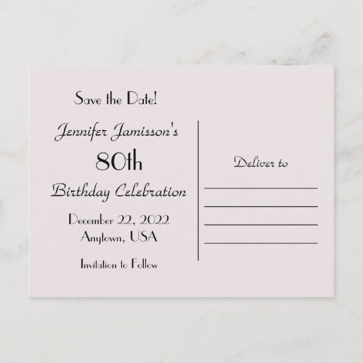 Invitation à la fête d'anniversaire de 80 ans (Dos)