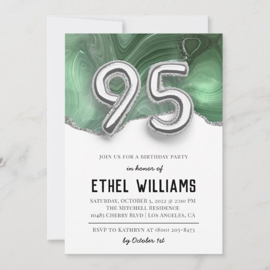 Invitation à la fête d'anniversaire de 95 ans (Devant)