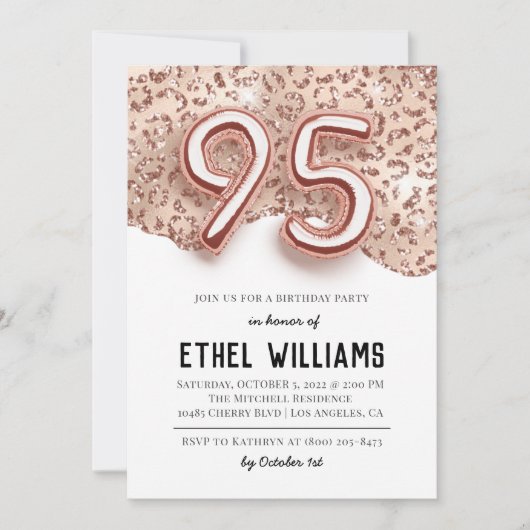 Invitation à la fête d'anniversaire de 95 ans (Devant)