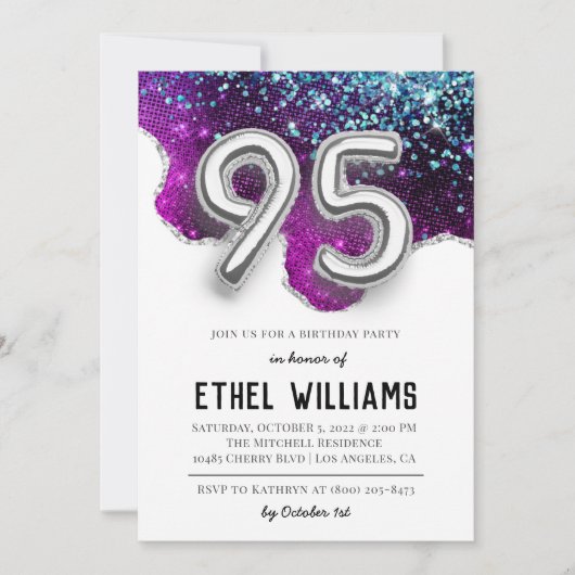 Invitation à la fête d'anniversaire de 95 ans (Devant)